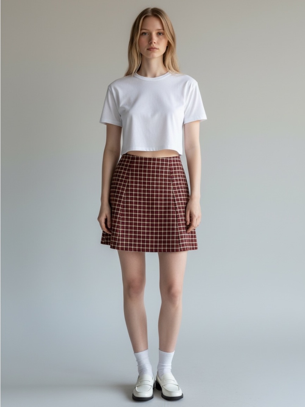 Aritzia Babaton Plaid Checked A-Line Mini Skirt